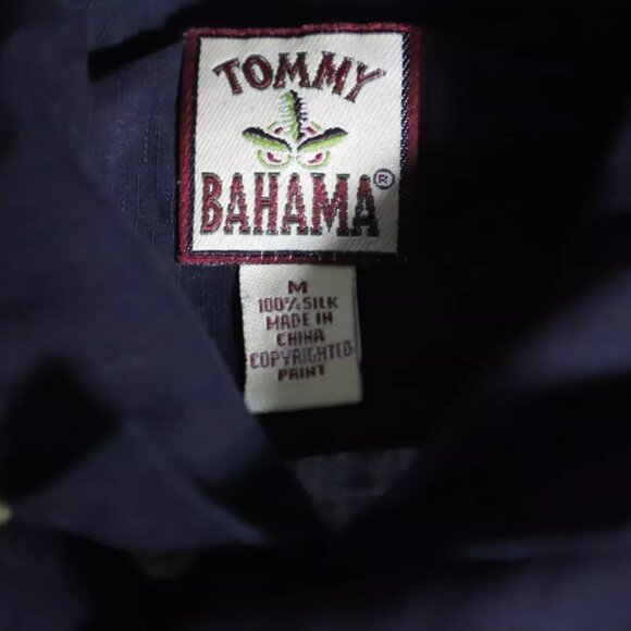 VTG Tommy Bahama Button Up Shirt Mens M Blue Floral Hawaiian Tropical Beach Silk - Picture 5 of 8